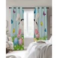 thumbnail image 4 of Easter Kitchen Curtains Spring Easter Eggs Bunny Teal Wooden Grain Cafe Short Curtains for Bathroom Blackout Window Curtain Grommet Small Window Treatment Drapes for Bedroom Living Room 42"x45"x2, 4 of 9