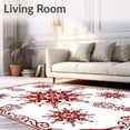 thumbnail image 2 of ODIKA 2'x3' Machine Washable Non-Slip Area Rug, Festive Starburst Motif with Interlaced Snowflake Embellishments High Traffic Rug, Red, 507730, 2 of 7