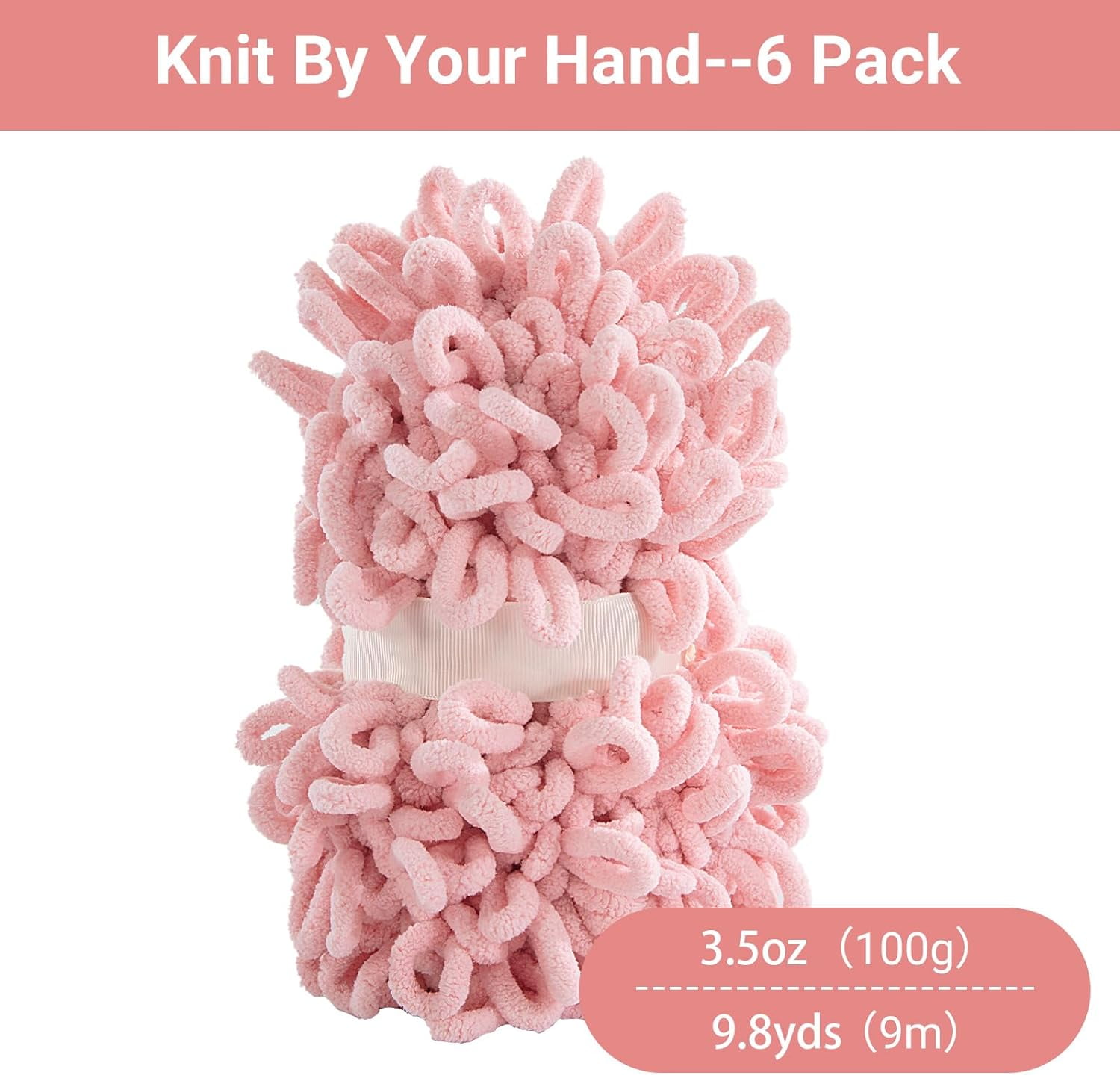 6 Pack Bulky Loop Yarn for Finger Knitting Soft,Off The Hook Loop Yarn,No-Needle Craft Chenille Yarn for Crocheting,Tie Dyed Hand-Knitting Yarn