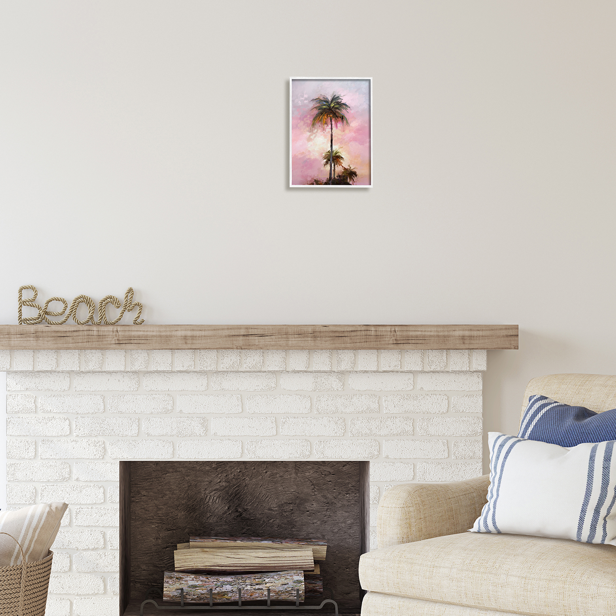 Stupell Industries Summer Sunset Palms Botanical & Floral Painting White Framed Art Print Wall Art, 11 x 14