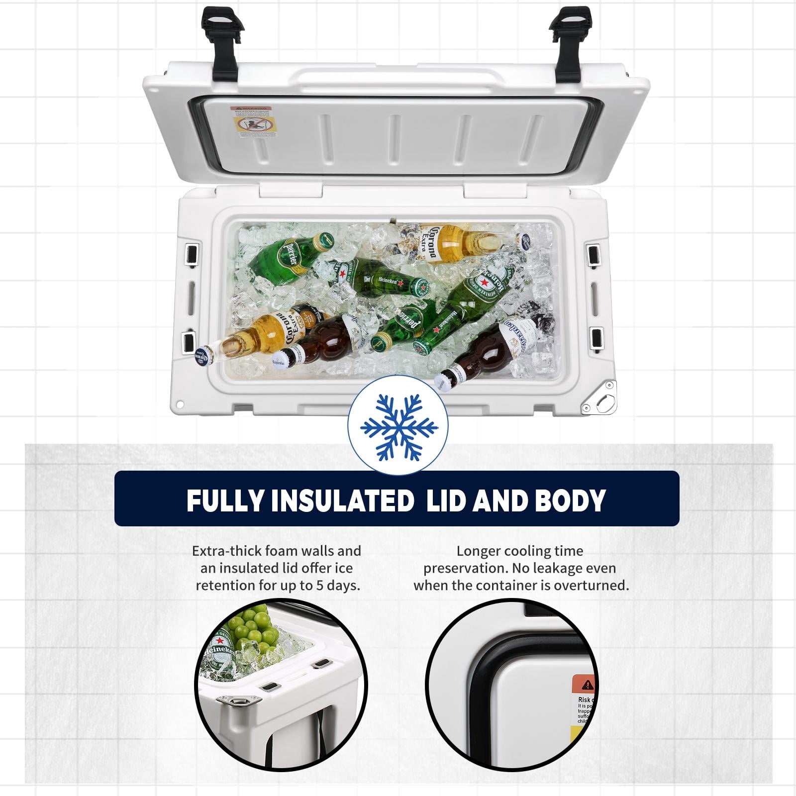 Glavbiku 35 Quart Protale Warming Box,Rotomolded Cooler,Ice Chest Cooler for Camping,White
