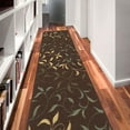 thumbnail image 3 of Ottomanson Leaf Hallway Runner Rug 2'7" x 9'10" - Non Slip Low Pile Carpet, Brown, 3 of 14