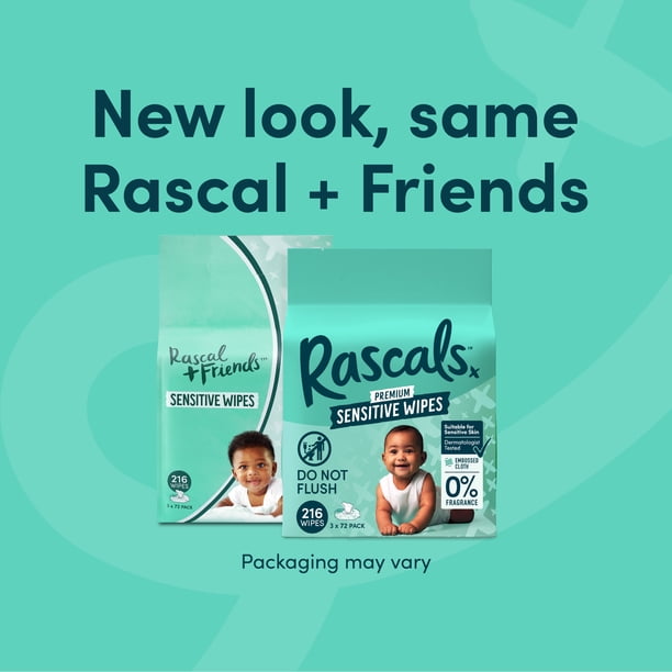 Rascals Fragrance Free Natural Aloe Sensitive Baby Wipes, 648