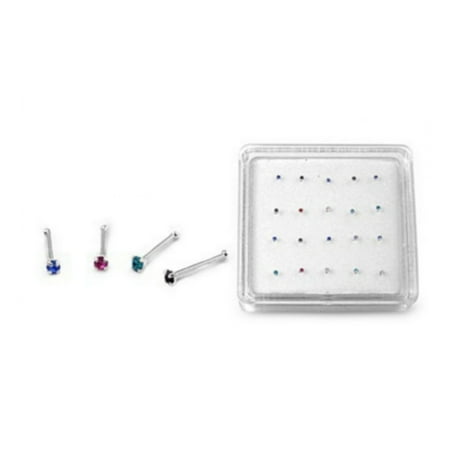 - 925 Sterling Silver 1.5 MM Color Cubic Zirconia Nose Stud With Ball End