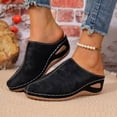 thumbnail image 2 of YOUYEDIAN Leather Orthopedic Shoes for Women Slip-On Nurse Shoes Fashion Round-Toe Wedge Heel Thick-Soled Comfortable Arch Support Walking Mules (Black, 6.5 Wide（EU-37）), 2 of 7