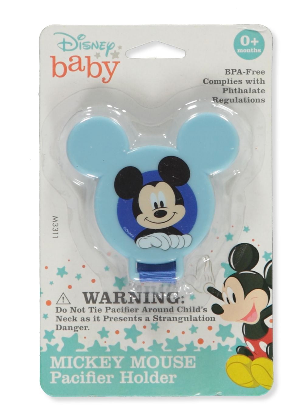 Disney Baby Mickey Mouse Pullover Bib Terry Pacifiers Holder Blue Stars NEW! 