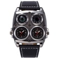 thumbnail image 1 of Reloj con brújula, reloj de cuarzo deportivo militar de doble zona horaria para hombres, negro con termómetro de brújula decorativo Excelente Rendimiento, 1 of 5