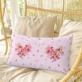thumbnail image 4 of Pink Floral Valentines Pillow Covers, Linen Long Throw Pillow Case, Spring Flowers Leaves Botanical Holiday Pillow Protector Decorative Cushion Cover for Living Room/Bedroom 16" x 24", 4 of 8