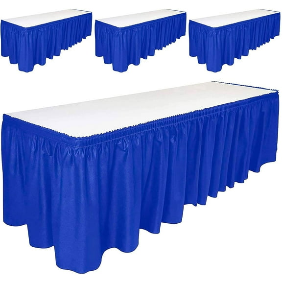 DecorRack 4 Table Skirts Plastic, 29 in x 14 ft, Royal Blue