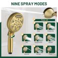 thumbnail image 4 of Cobbe 8-Inch Rain Shower Head Combo Kit with 6 Modes Shower Head and 9 Modes Handheld Shower Single Handle with 59-Inch Hose Brushed Gold, 4 of 9