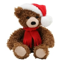 Made By Aliens Christmas Junior Teddy Bear Stuffed Animal - Adorable Xmas Plush Toy with Hat and Scarf - Soft and Cuddly Winter Companion for Kids and Seniors - 10 inch (Mocha)