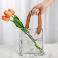 thumbnail image 4 of Monedero de cristal para flores Vase Oairse, jarrón transparente con asa de piel, 4 of 5