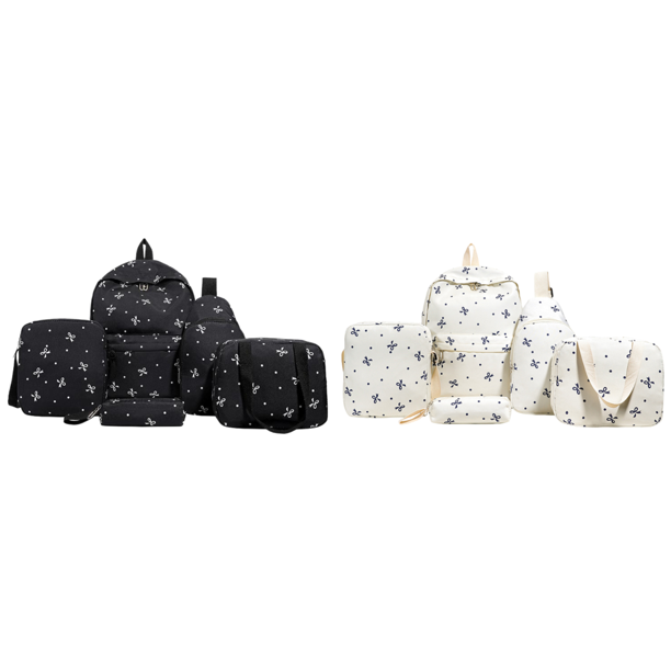Mochila Escolar Con Lazo para Adolescentes 5 Unidades/juego Fiambrera Y Estuche Lápices Color