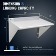 thumbnail image 4 of Profeeshaw 18" x 24" 300 lb Commercial NSF Stainless Steel Shelf Wall Mount Floating Shelving, 4 of 8