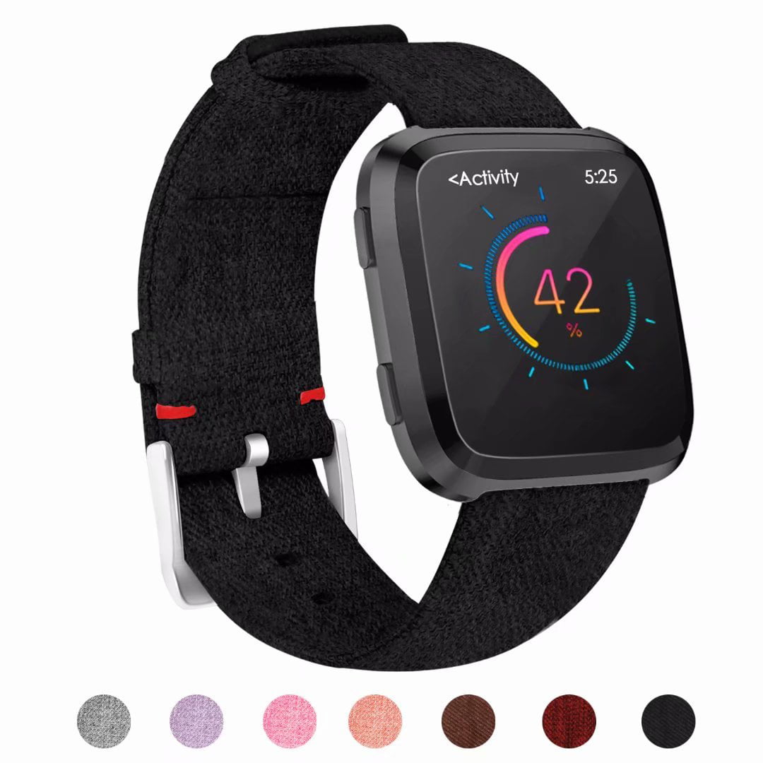 NANW Bands Compatible with Fitbit Versa/Versa 2 Woven Fabric Accessories Strap Wristband Replacement Women Men Compatible with Fitbit Versa 2 Smartwatch Versa Lite Edition Bands Small Large 