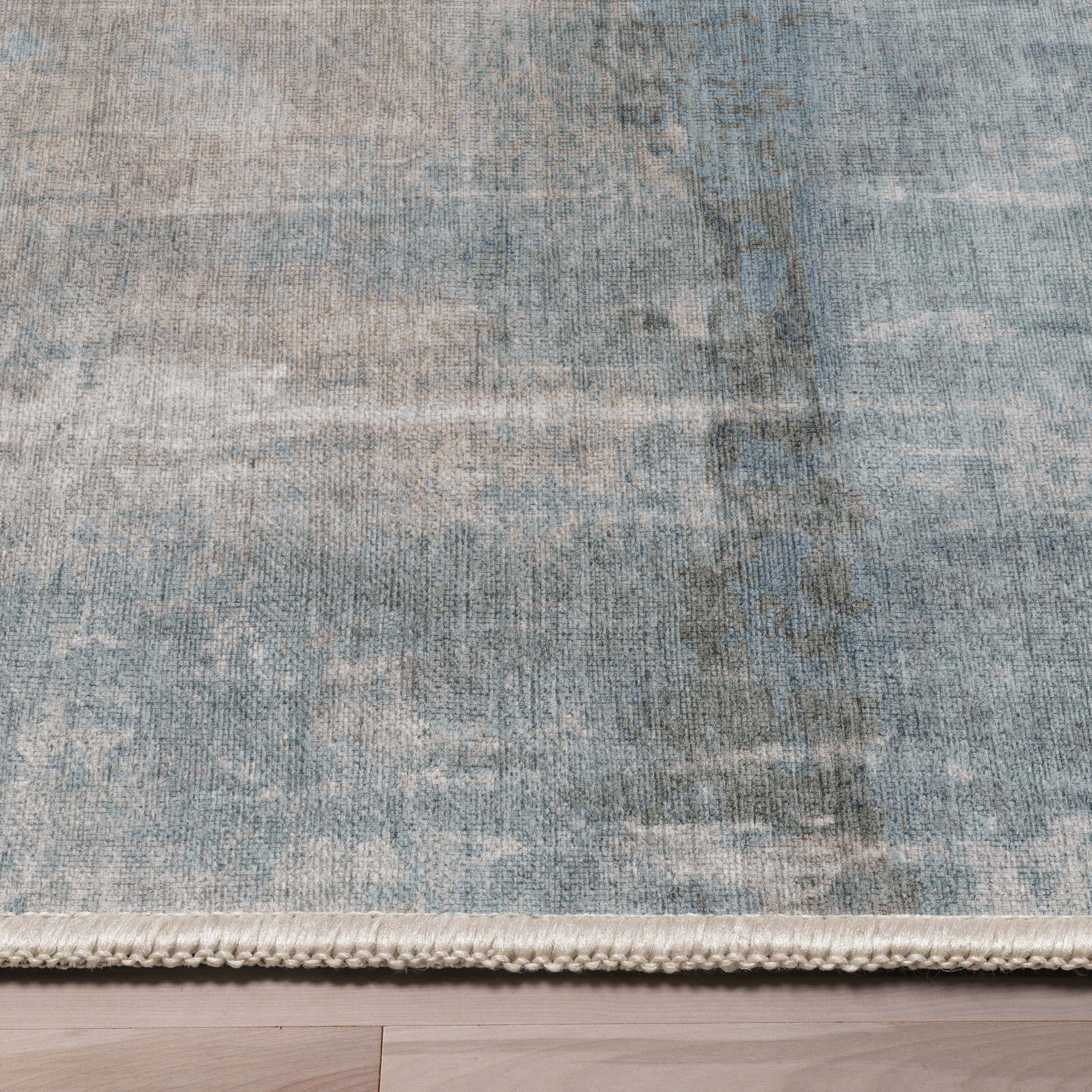 Well Woven Abstract Mandala Modern Vintage Painstsplash Flat-Weave Gray 5'3" x 7'3" Area Rug