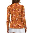 thumbnail image 2 of Yuyamidu Turkey Women Long Sleeve Golf Tennis Shirts Maple Leaves Quarter Zip V-Neck Athletic Shirts Slim Fit Athletic Sportswear Fall Thanksgiving Workout Tops Size L, 2 of 8