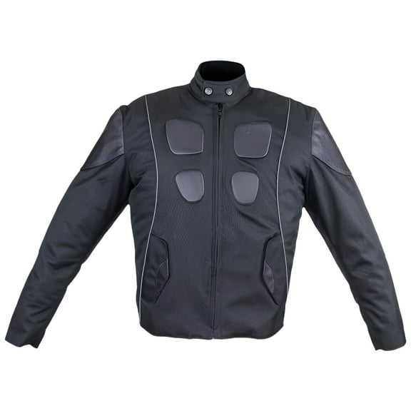 Dream Apparel Mens Textile Motorcycle Jacket Leather Padding on Shoulders