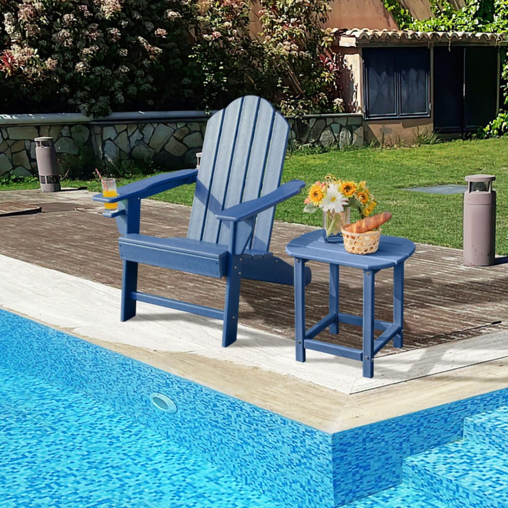 Aimee Lii Outdoor Adirondack Chair with Built-in Cup Holder for Backyard Porch, Modern Patio Furniture for Outdoor Backyard Pool Deck-Navy