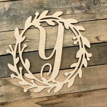 Download Unfinished Wooden Monogram Cursive Wreath 18 Y Paintable Craft Walmart Com Walmart Com