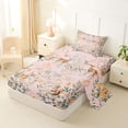 thumbnail image 2 of Erosebridal Tropical Flower Twin Sheet Sets, Jungle Animal Deer Squirrel Bedding, 3 Pieces, 1 Flat Sheet 1 Fitted Sheet and 1 Pillowcase, 2 of 5