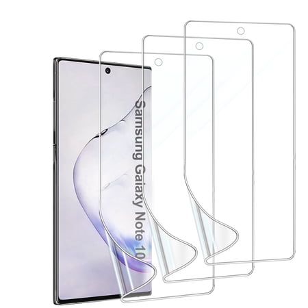 TPU Screen Protector for Samsung Galaxy Note 10, Flexible Hydrogel Transparent Protective Film Touch Sensitive Fingerprint Unlock [Not Glass], Scratch-resistant, 3 Pack