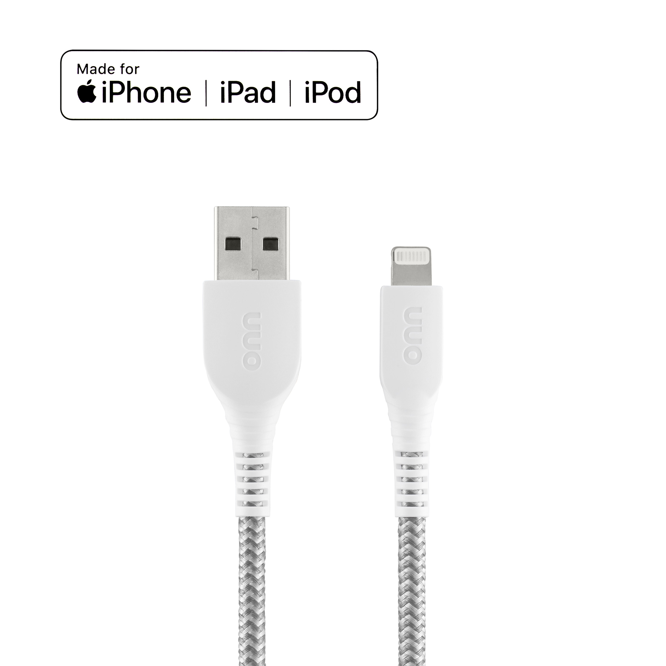 onn 6ft Lightning to USB-A Braided Cable, White photo 8