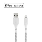 onn 6ft Lightning to USB-A Braided Charging Cable, MFI Certified, White - Compatible with iPhone 14/13/12/11/X/XR/XS/8/7/6/5, iPad, Airpods and more