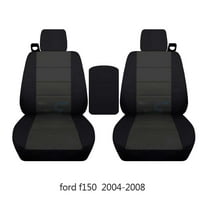 Fits 2004-2008 Ford F-150 Velour Seat Covers Int Seat Belts Center Console:Black Charcoal