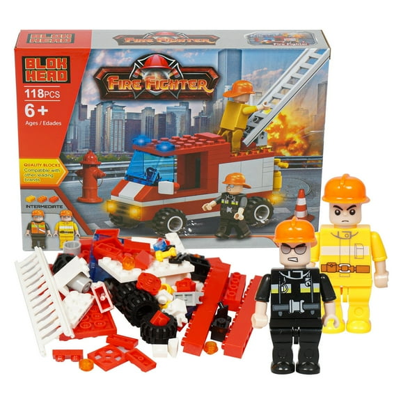 Fire Fighter Interlocking Block Fire Ladder Truck Play Set 118 Piece