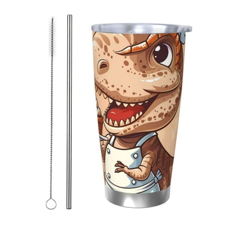 

Fuzoiu Dinosaur Baking Delight Print 20oz Tumbler Stainless Steel Vacuum Insulated Car Cup Insulated Coffee Mug Travel Mug with Lid Thermal Cup for Outdoor-Straw Two-piece Set