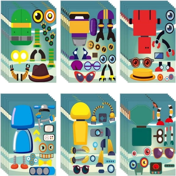 Laffact Robot Stickers Diy Craft Kit 36 Count