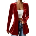 thumbnail image 3 of Scyoekwg Blazers for Women Long Sleeve Dressy Casual Velvet Jacket Button Slim Cardigan Coat for Evening Party (Red,M), 3 of 6