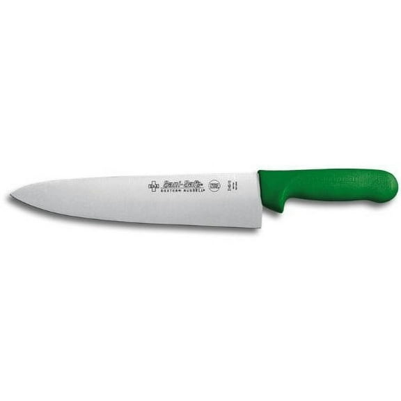 Dexter Sani-Safe Stainless Steel Cook's Knife with Green Polypropylene Handle - 10"L Blade