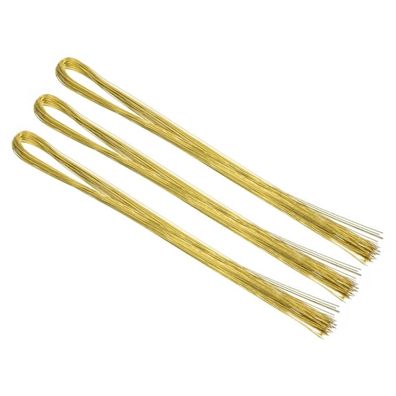 Uxcell 32 Inch 22 Gauge Paper Wrapped Floral Stem Wire Bouquet Stem Gold Tone 3 Pack/120 Pieces