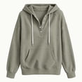 thumbnail image 5 of Teylalorva Womens Outerwear Jackets Classic Oversized Hooded Button Drawstring Pocket Pullover Sweatshirt Fall Winter Gray Size XL, 5 of 6
