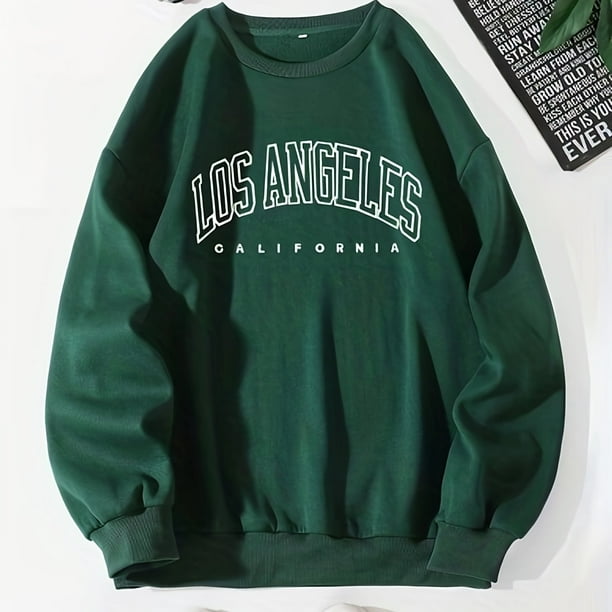 Sudadera Preppy Con Estampado De Los Ángeles, Sudadera Informal De Manga Larga Con Cuello Redondo Para Invierno Y Otoño, Ropa De Mujer
