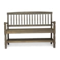 thumbnail image 2 of COSMOS Gray Acacia Wood Farmhouse Bench with Storage Shelf, Sturdy Wooden Entryway Bench for Kitchen, Hallway, Living Room, 2 of 10
