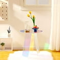 thumbnail image 4 of Acrylic Round Clear Iridescent Side Table Rainbow Acrylic Coffee Table Rainbow Colors End Tables Modern Accent Night Stand Iridescent Table for Bistro Office (Iridescent Style, 17.8 x 17.8 x 4.3 Inch), 4 of 6