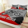 thumbnail image 4 of Feelyou Cross Bike Lover Twin Sheet Sets for Child, Motorcycle Speed Sport Twin Fitted Sheet, Gray Red Cartoon Flat Sheet, Breathable Home Decor, 3-Piece, 4 of 8