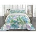 thumbnail image 2 of Ambesonne Floral Quilted Coverlet 3 Pcs, Flowers Leaves Ivy Ombre, King Size, Fern Green Pale Blue, 2 of 4