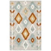 SAFAVIEH Kenya Leandre Southwestern Wool Area Rug, Gray/Blue, 4' x 6'