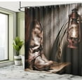 thumbnail image 5 of Ambesonne Western Shower Curtain, Vintage Cowboys Bench, 69"Wx84"L, Brown, 5 of 5