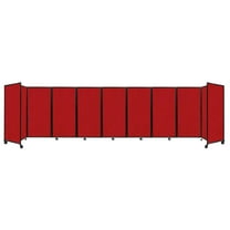 "Versare Room Divider 360 Portable Wall Partition | 9 Panels Wide | 25' x 6' Red Fabric Panels"