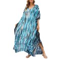 thumbnail image 1 of dodocool Women Oversized Maxi Dress Tie Die Printed V Neck Beach Robe Cover Ups, 1 of 1