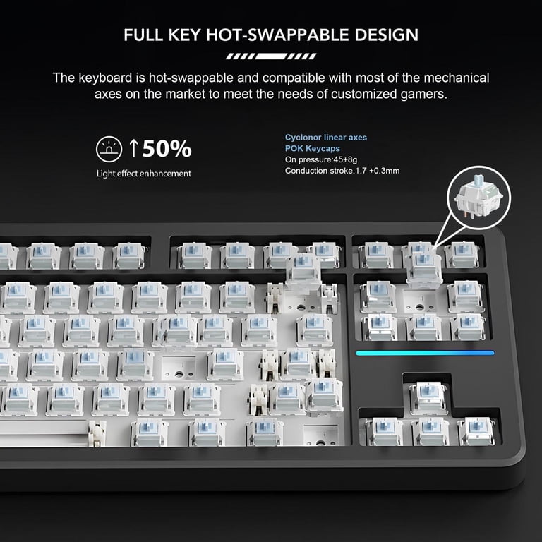 Hoengager EWEADN X87 87keys Mechanical Gaming Keyboard Wired, 2.4G