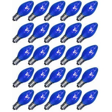 Pack of 25 Transparent Blue C7 Replacement Christmas Lights 5 Watt #651502L
