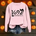 thumbnail image 4 of Womens Halloween Crewneck Sweatshirts Fall 1692 Ghost Printed Long Sleeve Pullover Tops Fashion Casual Relaxed Fit Blouses Z004-Pink M, 4 of 5