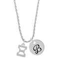 thumbnail image 1 of Delight Jewelry Silvertone Large Greek Letter - Xi - Silvertone Script Initial Disc - B - Charm Necklace, 20"+3", 1 of 4
