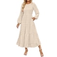 thumbnail image 2 of Gspmoly Robes pour Femmes, Robe Élégante et Décontractée à Manches Longues et Col Rond pour Femmes, Robes Formelles pour Femmes Offres du Jour, 2 of 6